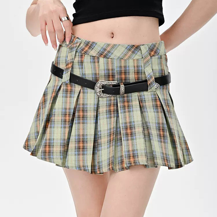 VILZSTUDIOS Trendy plaid pleated mini skirt for fashionable outfits