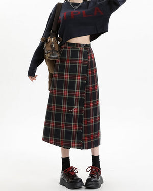 VILZSTUDIOS Stylish plaid midi skirt from VILZSTUDIOS