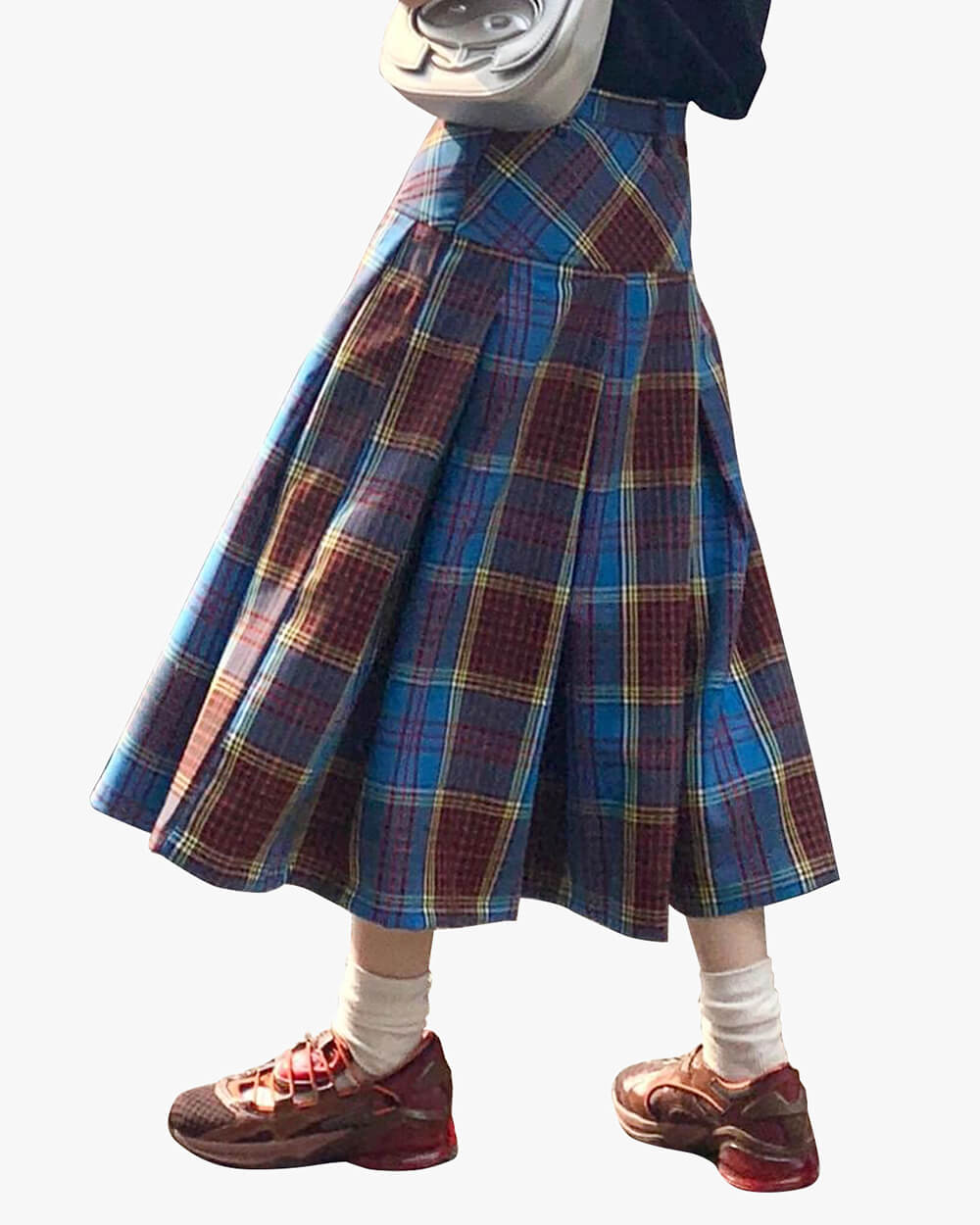 VILZSTUDIOS fashionable plaid pleated skirt for streetwear style
