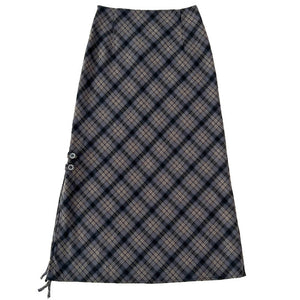 VILZSTUDIOS Plaid midi skirt with side-slit details