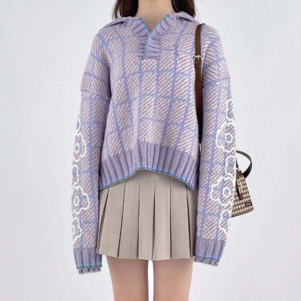 VILZSTUDIOS Textured plaid sweater from VILZSTUDIOS