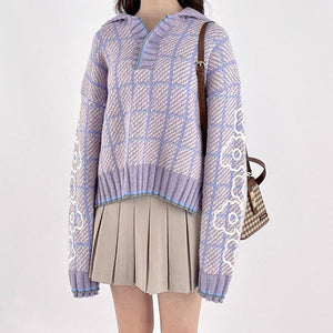 VILZSTUDIOS Textured plaid sweater from VILZSTUDIOS