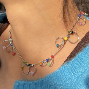 VILZSTUDIOS Colorful beaded chain choker accessory
