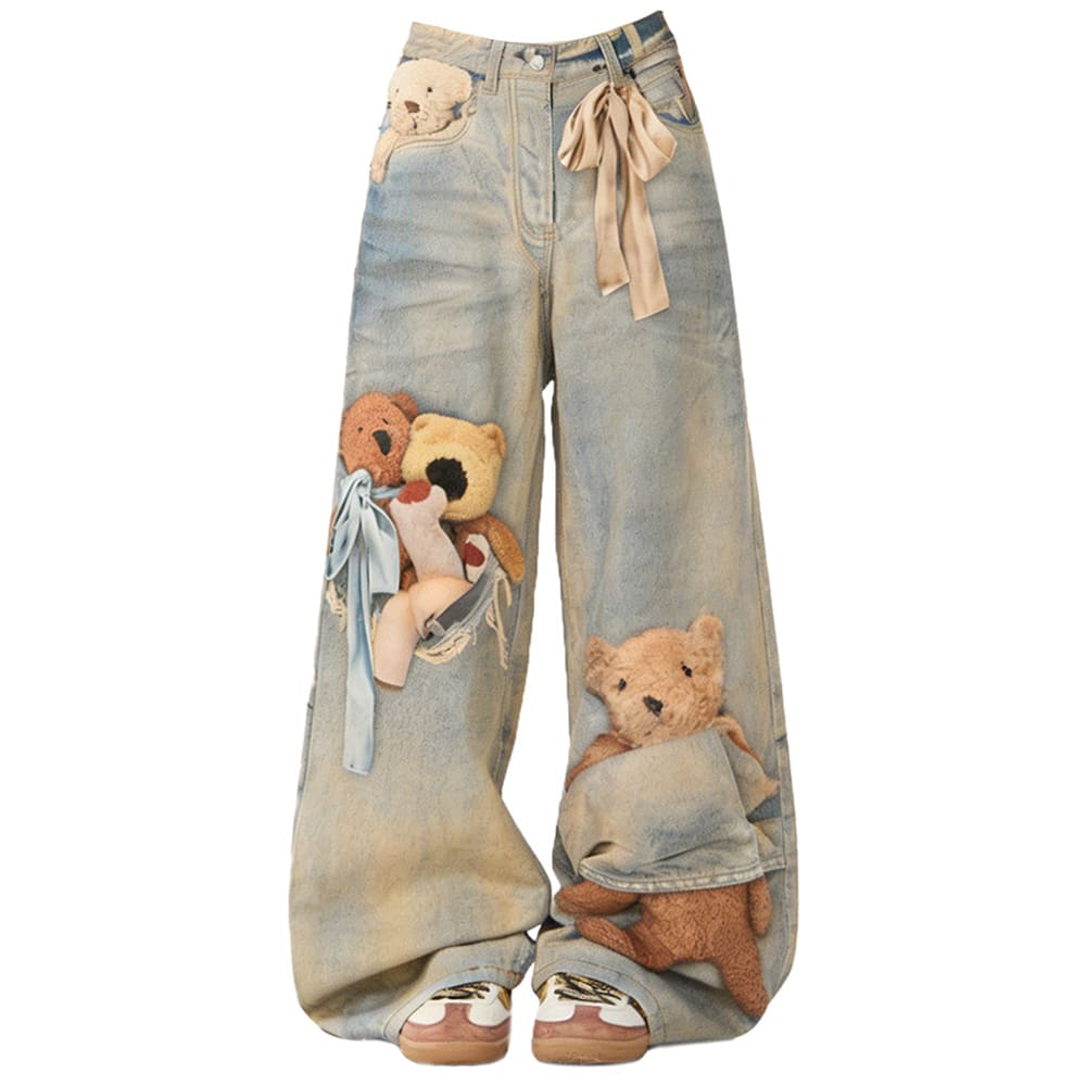 VILZSTUDIOS Baggy jeans with playful bear graphic design