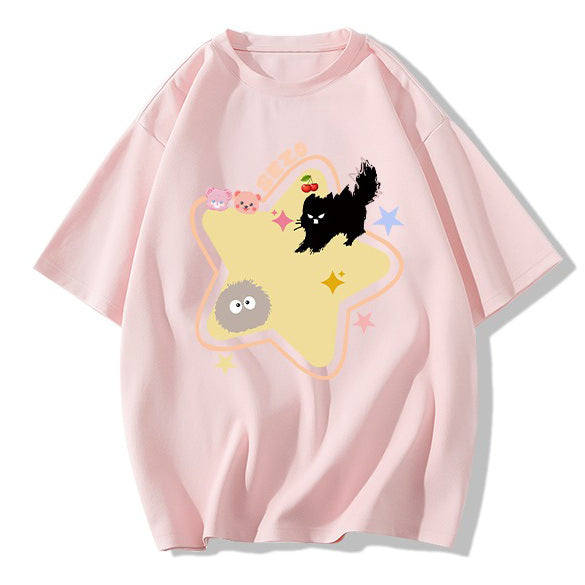VILZSTUDIOS Playful cartoon cat graphic t-shirt for casual wear