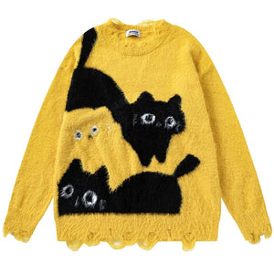 VILZSTUDIOS Cozy sweater featuring a playful cat design