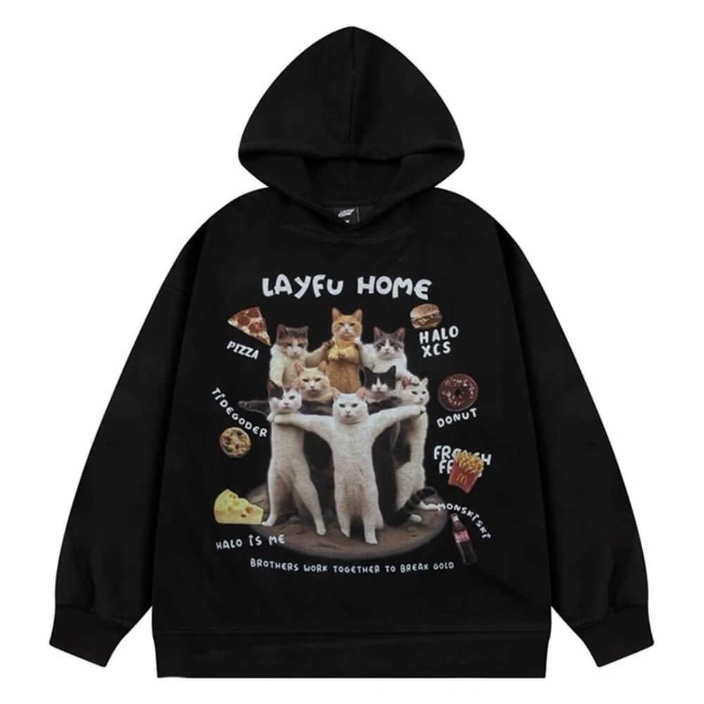 VILZSTUDIOS Playful cat graphic oversized hoodie