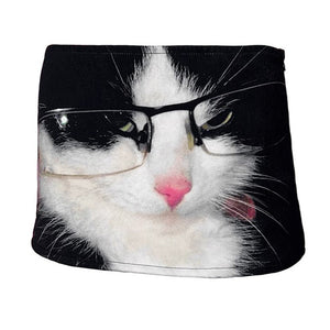 VILZSTUDIOS Playful cat print micro skirt for trendy fashion