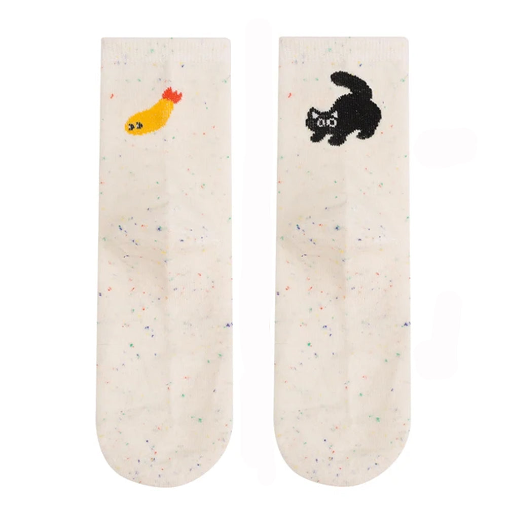VILZSTUDIOS Patterned socks featuring a playful cat and shrimp design