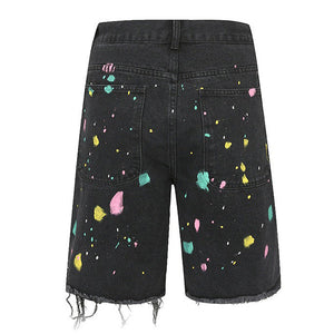 VILZSTUDIOS Vibrant crochet patch denim shorts