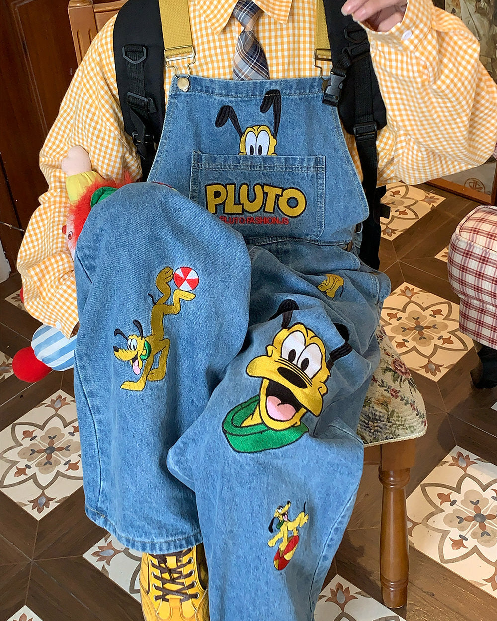 VILZSTUDIOS playful denim overalls with embroidery