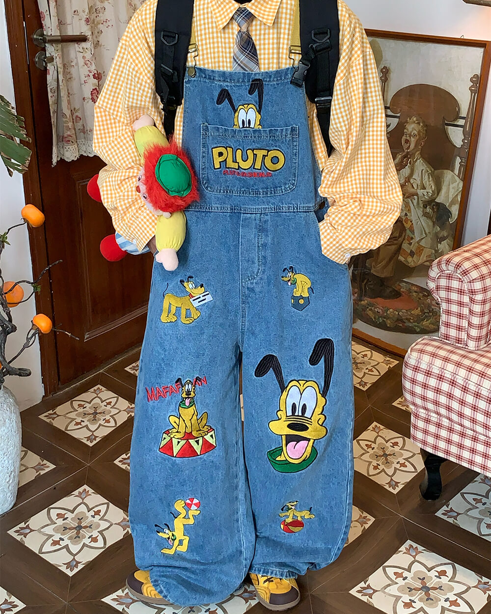 VILZSTUDIOS playful denim overalls with embroidery