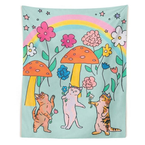 VILZSTUDIOS Decorative wall tapestry featuring playful cats