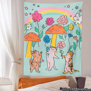 VILZSTUDIOS Decorative wall tapestry featuring playful cats