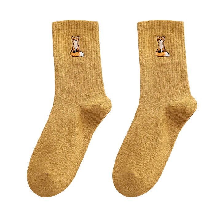 VILZSTUDIOS Fox embroidery casual socks for stylish looks