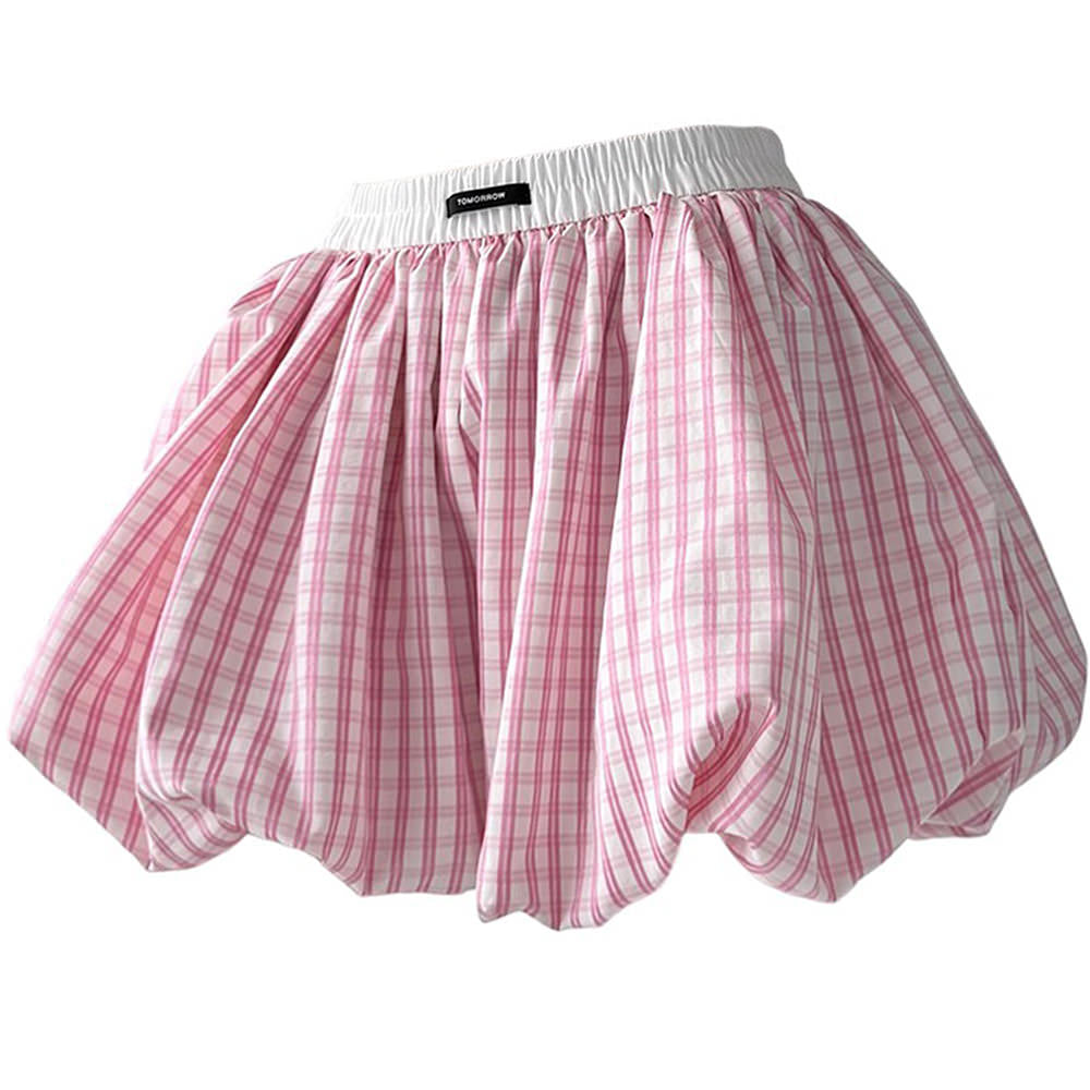 VILZSTUDIOS Stylish balloon skirt with gingham print