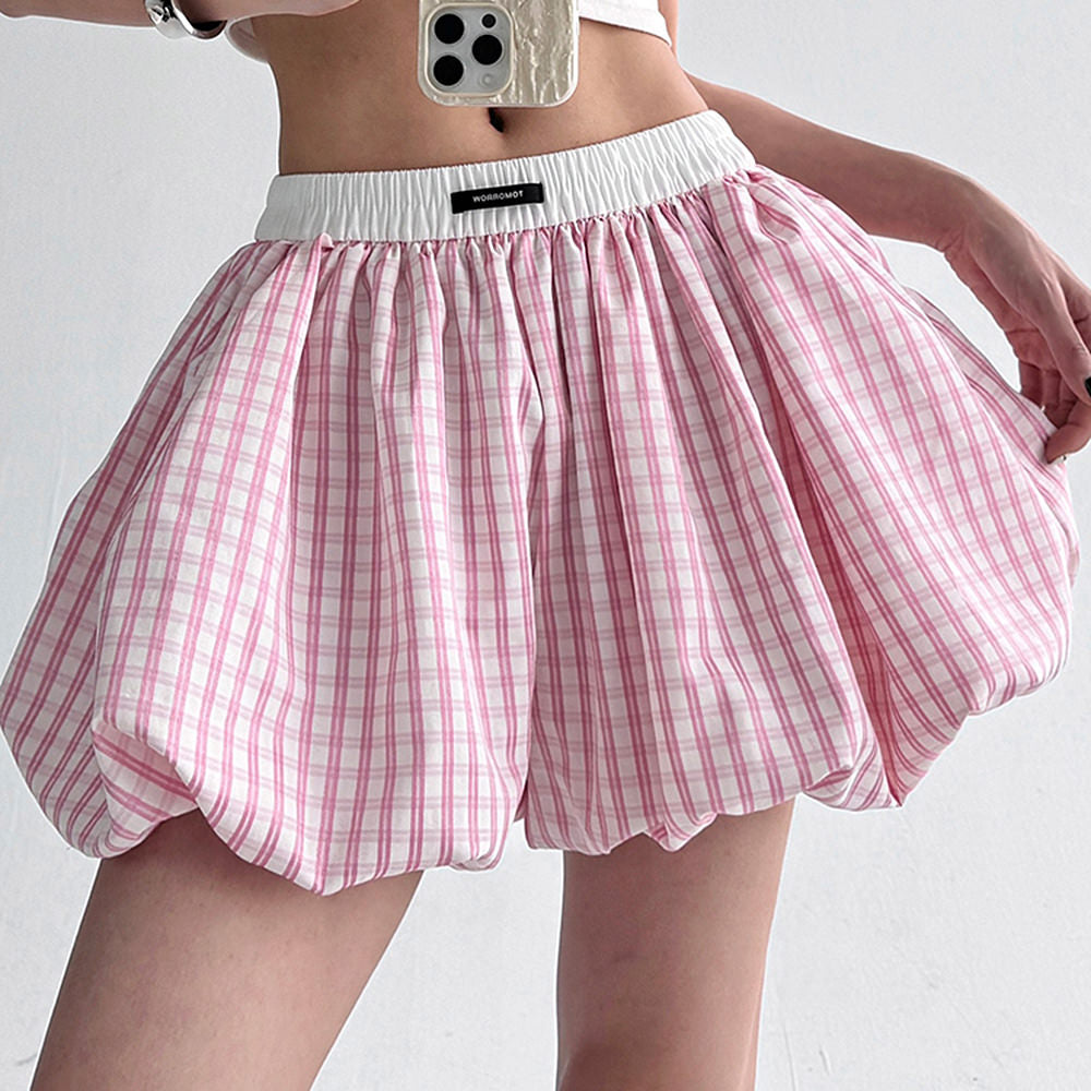 VILZSTUDIOS Stylish balloon skirt with gingham print