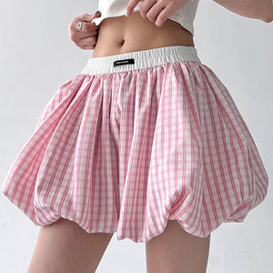 VILZSTUDIOS Stylish balloon skirt with gingham print