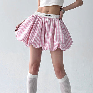 VILZSTUDIOS Stylish balloon skirt with gingham print