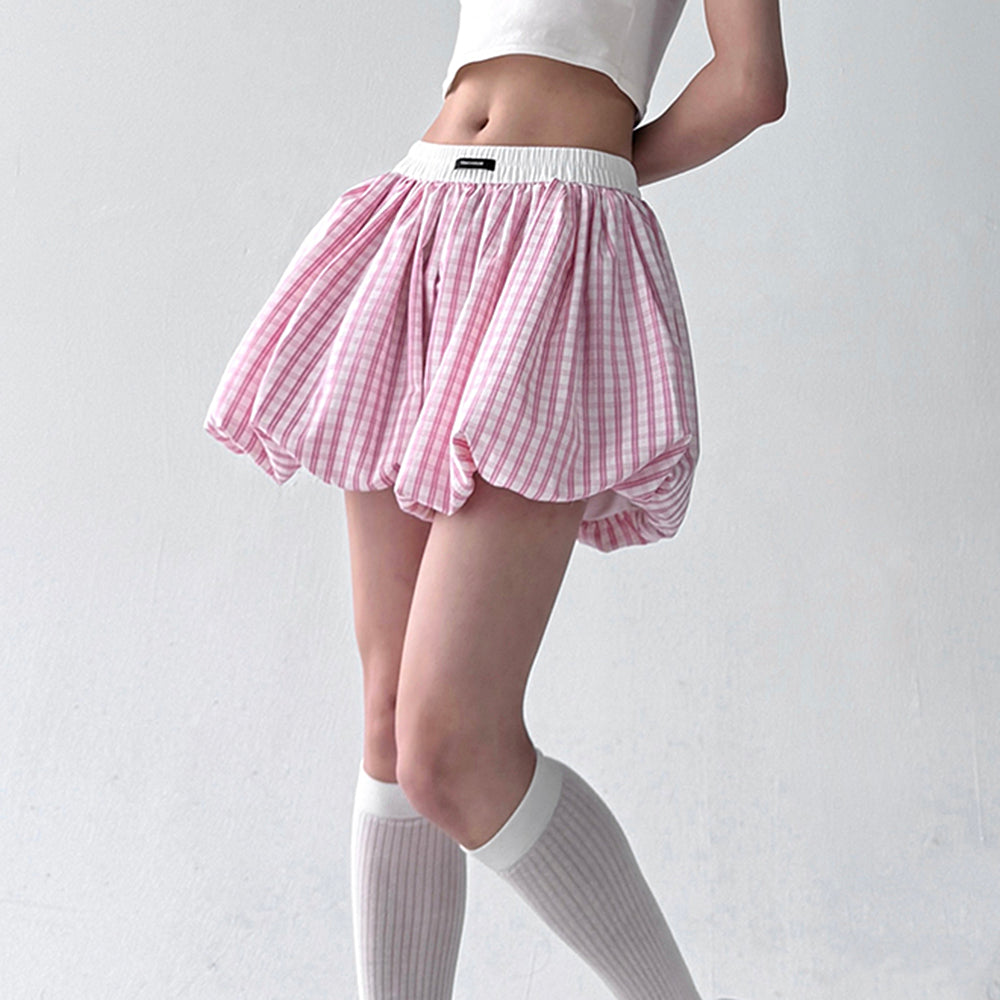 VILZSTUDIOS Stylish balloon skirt with gingham print