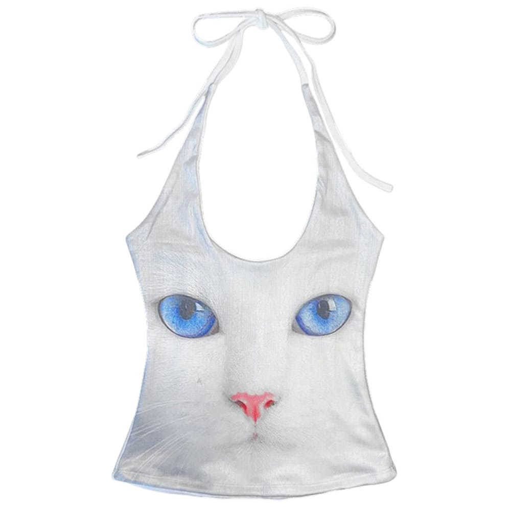 VILZSTUDIOS Playful halter top with kitty design