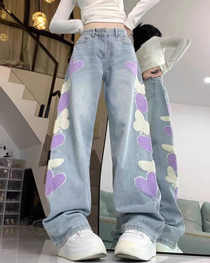 VILZSTUDIOS Playful heart patch baggy jeans