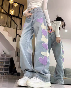 VILZSTUDIOS Playful heart patch baggy jeans