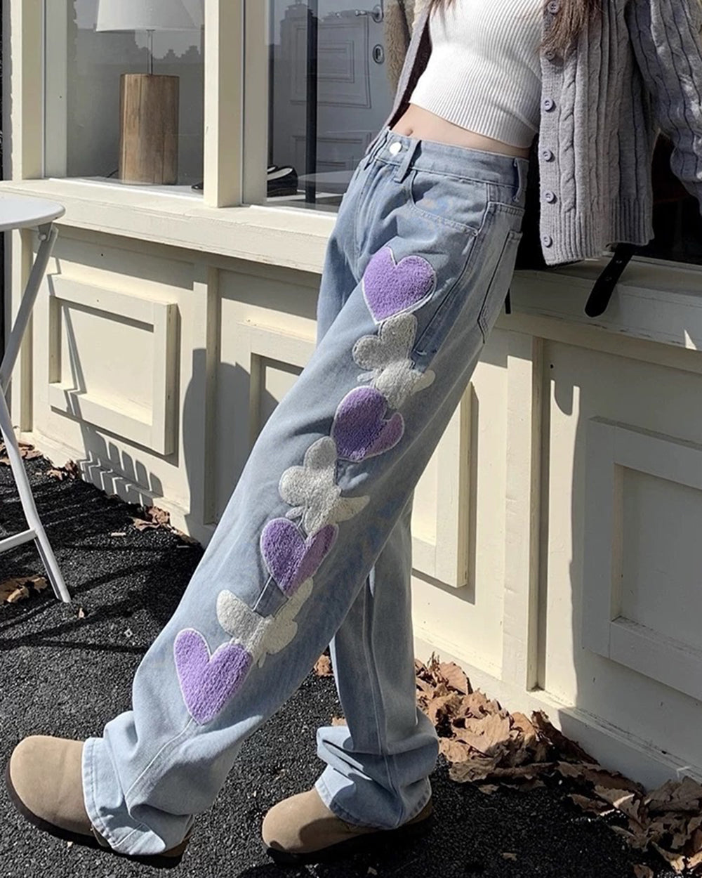 VILZSTUDIOS Playful heart patch baggy jeans