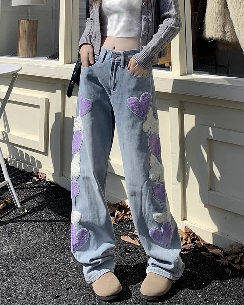 VILZSTUDIOS Playful heart patch baggy jeans