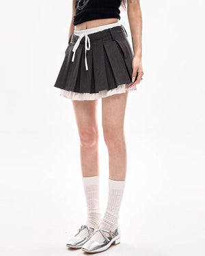 VILZSTUDIOS Layered mini skirt with pleated detailing