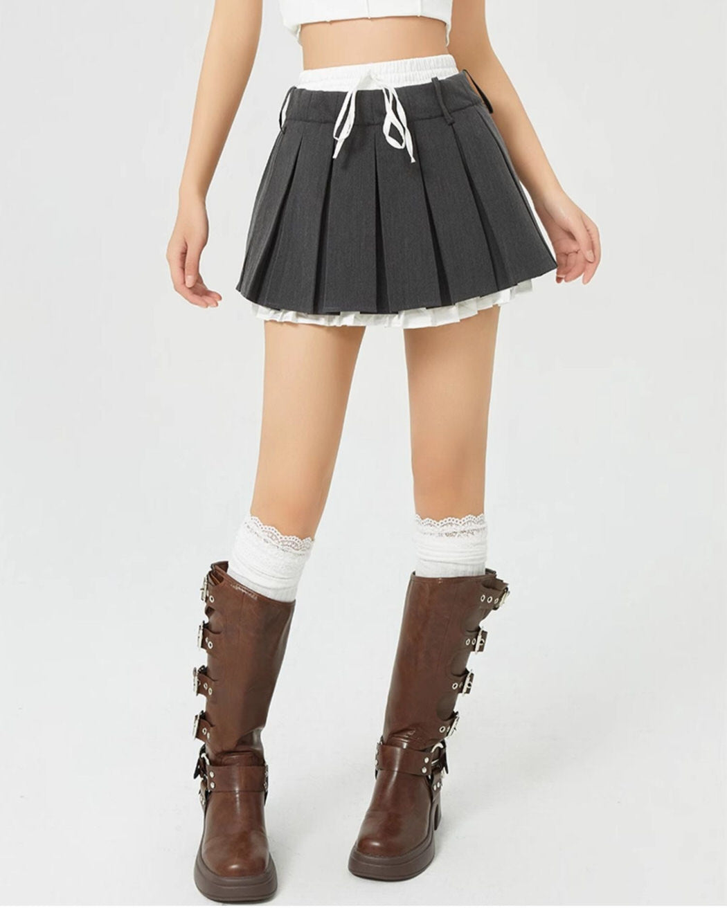 VILZSTUDIOS Layered mini skirt with pleated detailing