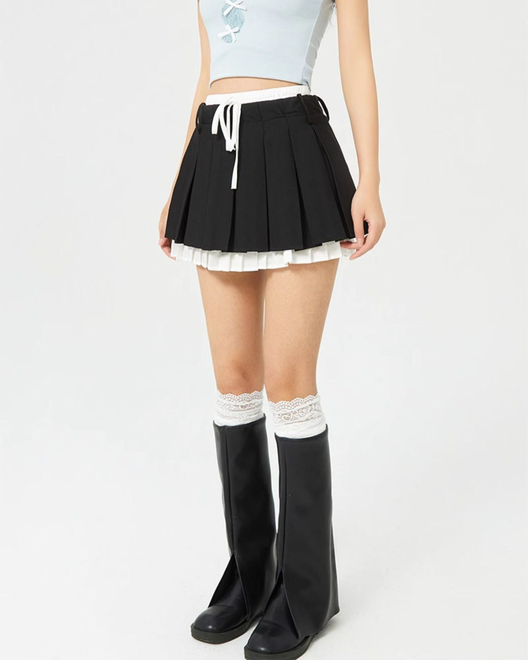 VILZSTUDIOS Layered mini skirt with pleated detailing
