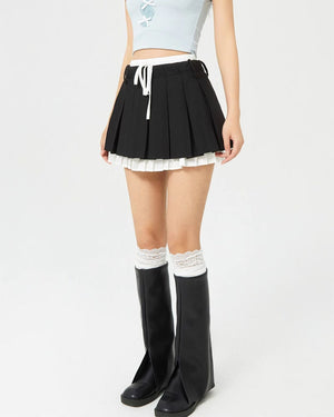 VILZSTUDIOS Layered mini skirt with pleated detailing