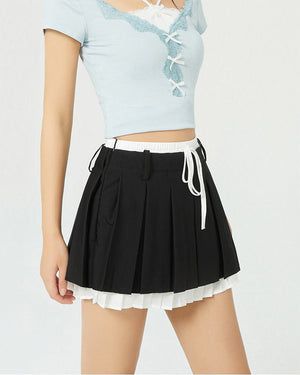 VILZSTUDIOS Layered mini skirt with pleated detailing