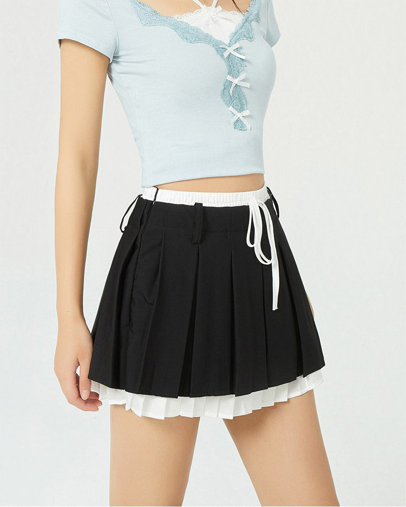 VILZSTUDIOS Layered mini skirt with pleated detailing