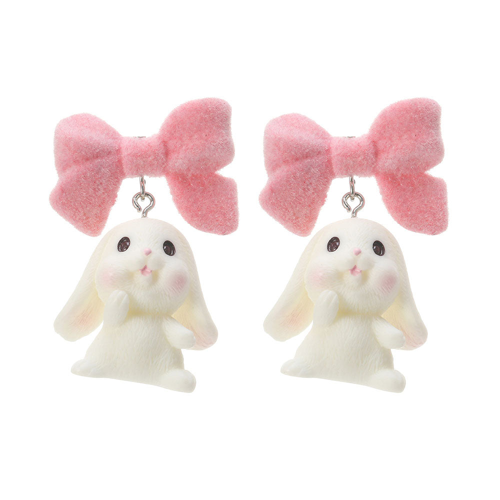VILZSTUDIOS Stylish earrings with rabbit pendants and pink bows