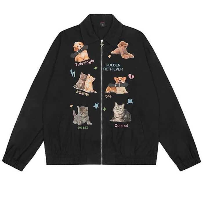 VILZSTUDIOS Playful pet graphic oversized jacket from VILZSTUDIOS