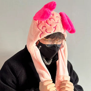 VILZSTUDIOS Cute plush hat with heart ears and brain design