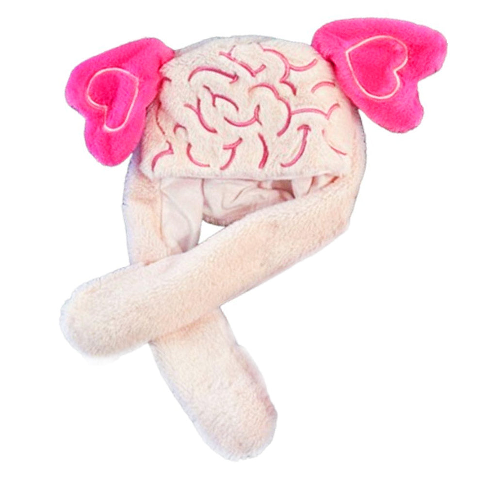 VILZSTUDIOS Cute plush hat with heart ears and brain design