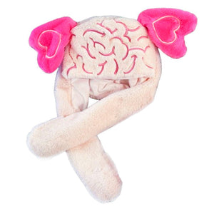 VILZSTUDIOS Cute plush hat with heart ears and brain design