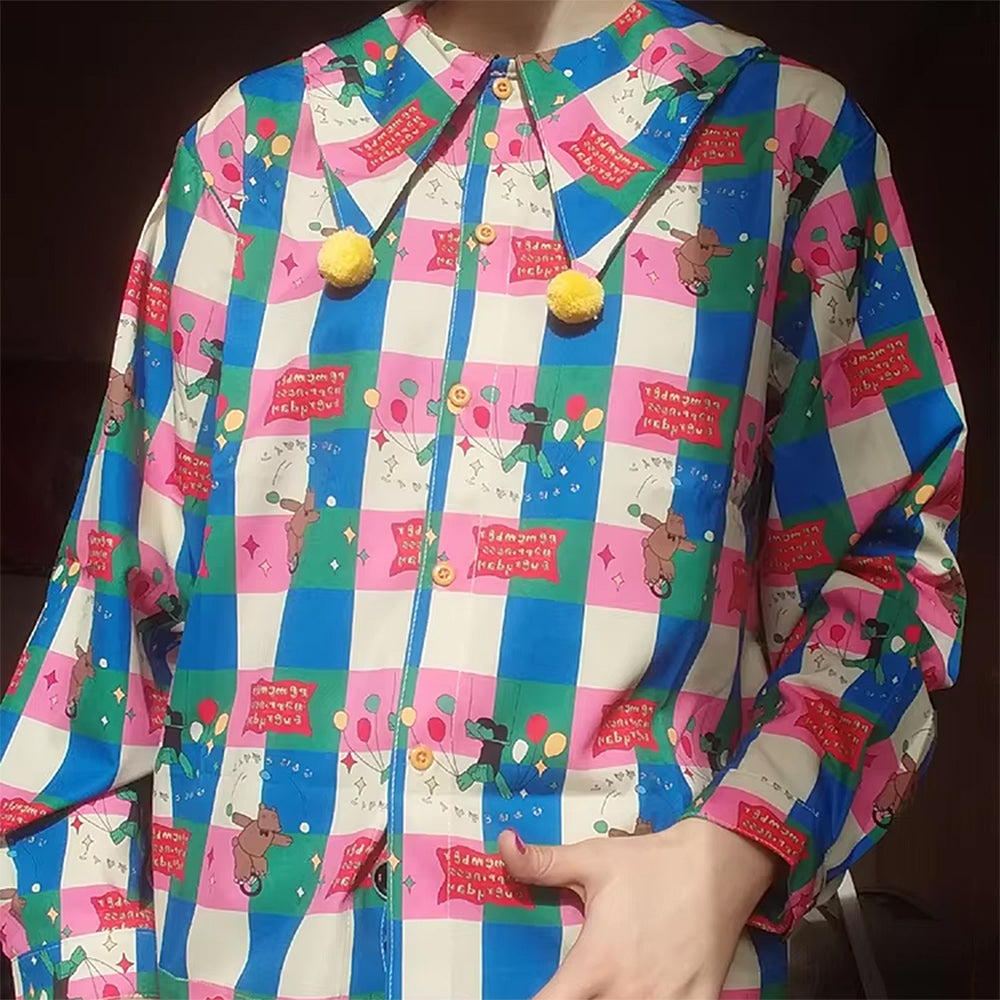 VILZSTUDIOS Colorful oversized collar shirt with playful design