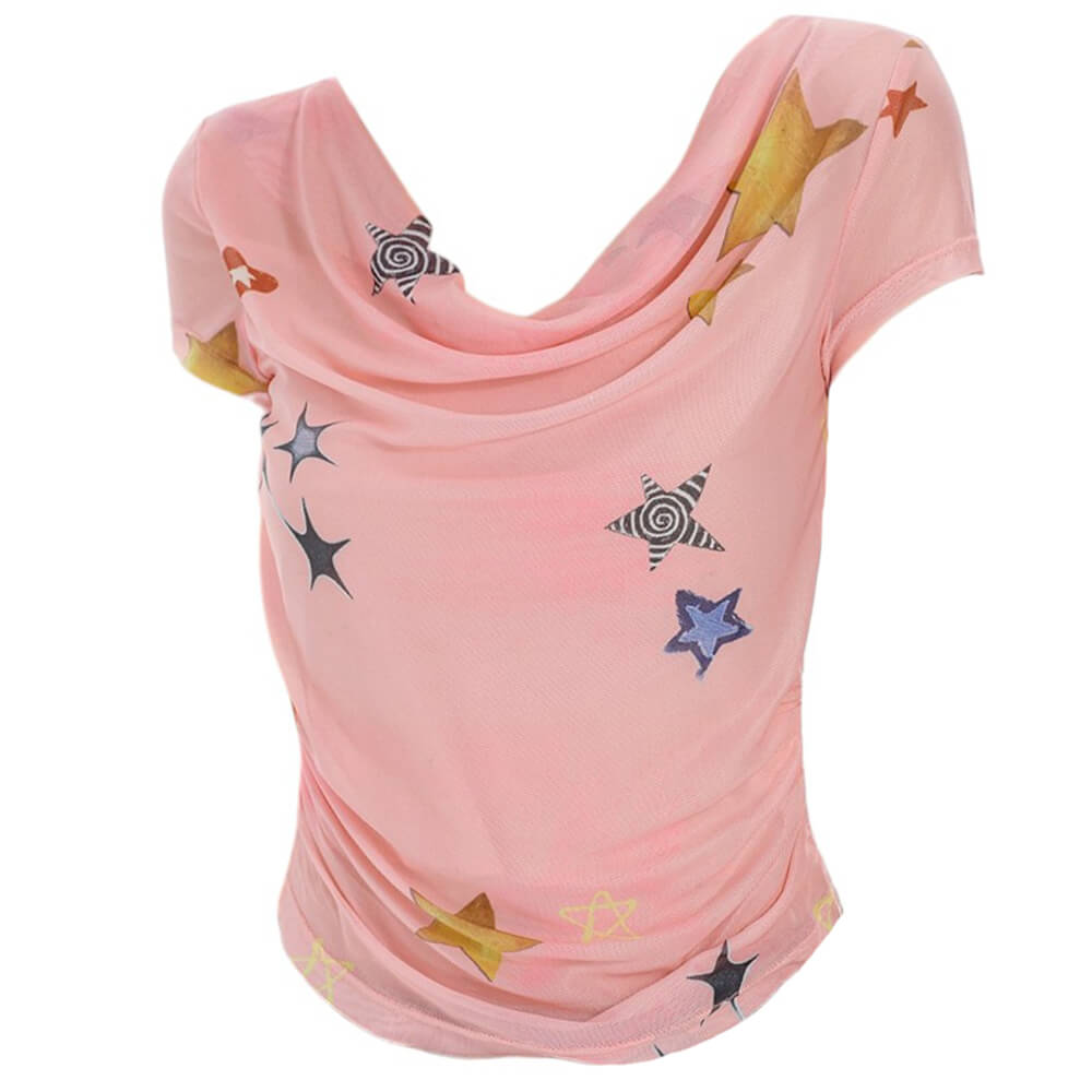 VILZSTUDIOS Playful star print swing collar top from VILZSTUDIOS