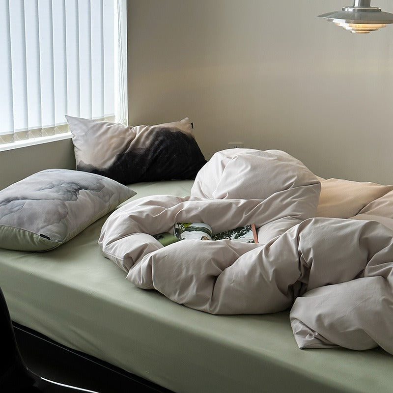 VILZSTUDIOS deep plum duvet cover set with monochrome floral pillowcases
