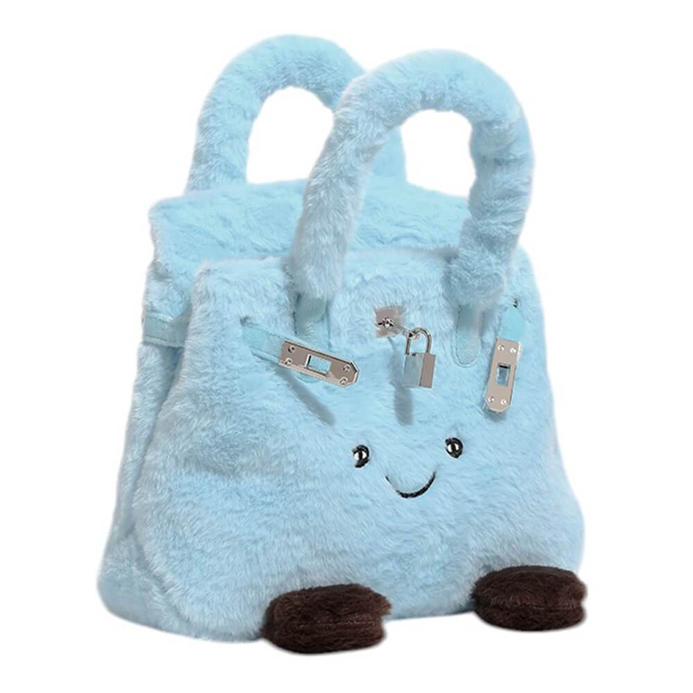 VILZSTUDIOS Plush smiling face fuzzy handbag for fashion-forward style