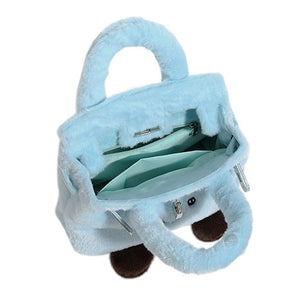 VILZSTUDIOS Plush smiling face fuzzy handbag for fashion-forward style