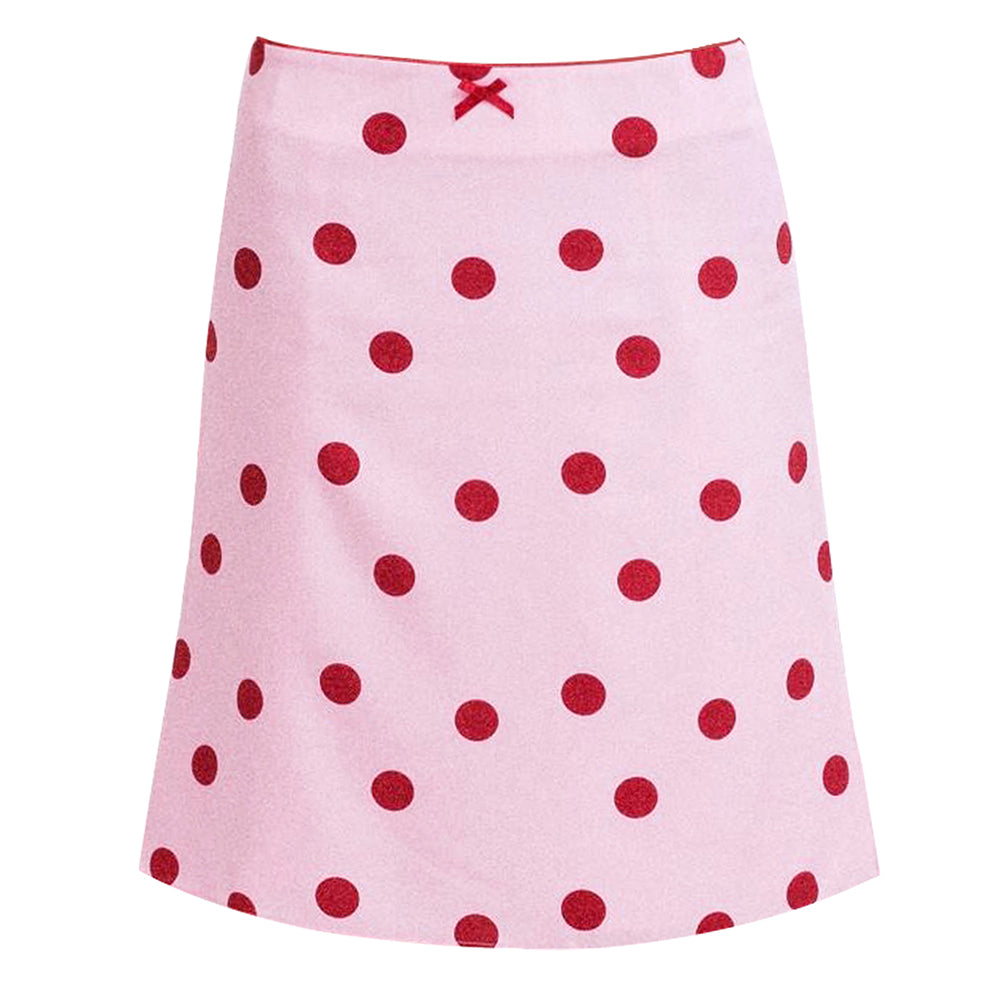 VILZSTUDIOS Polka Dot Bow Detail Knee-Length Skirt product image
