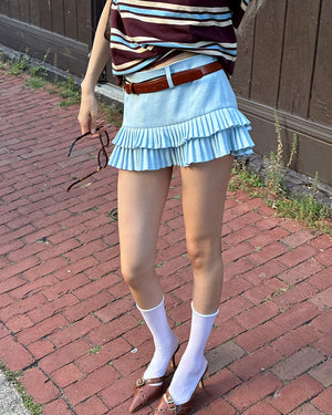 VILZSTUDIOS Double layer pleated mini skirt for stylish looks