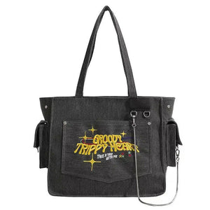 VILZSTUDIOS Denim tote bag with heart design