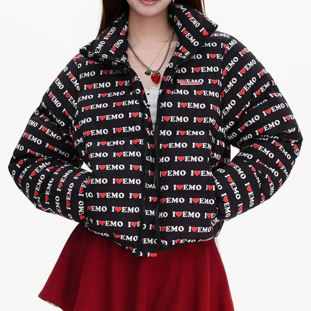 VILZSTUDIOS I Love Emo Puffer Jacket for streetwear fashion
