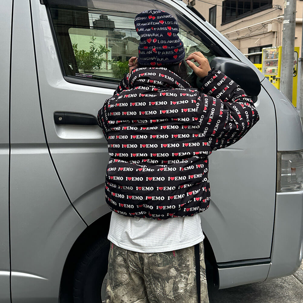 VILZSTUDIOS I Love Emo Puffer Jacket for streetwear fashion